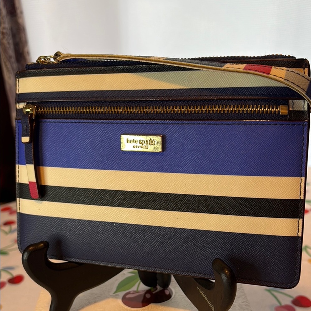 Kate Spade Striped Nautical Wristlet/Clutch EUC